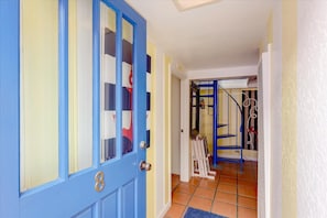 entry hall and bottom of spiral staircase