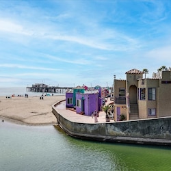 view of The Venetian from the foot bridge to Capitola Village