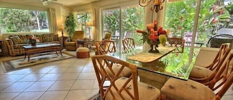 Dining Room and Family Room looking out to Lanai