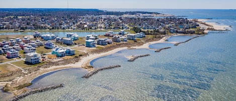 The private beach, neighboring the historic district and public beach!
