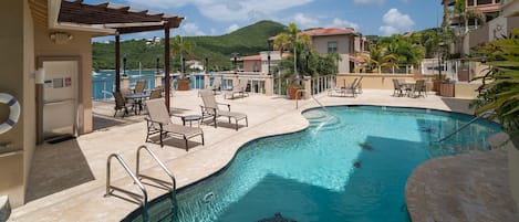 Grande Bay Resort pool deck. New addition not shown are 3 large shade umbrellas