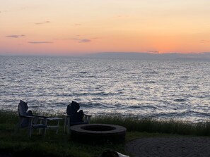 Fire pit on the shore of Lake Michigan