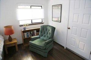 Master bedroom reading area and private door to the outside. 