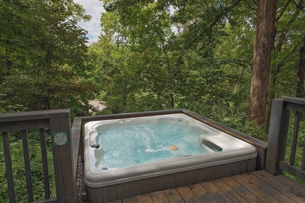 Private hot tub and back deck