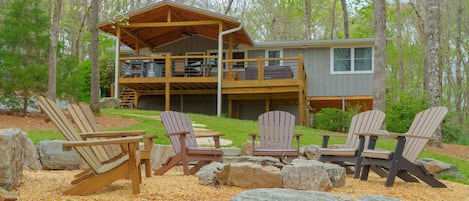 Fire Pit with Newly Landscaped Front Yard