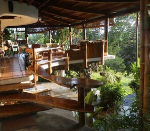 Open living with pool below