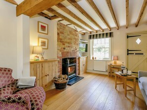 Stylishly refurbished living room with wood burner | Rose Cottage, Fulking, near Brighton
