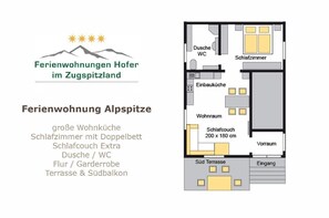 Layout/ floor plan. Apartment Alpspitze floor plan