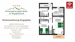 Layout/ floor plan. Fewo Zugspitze - Floor plan