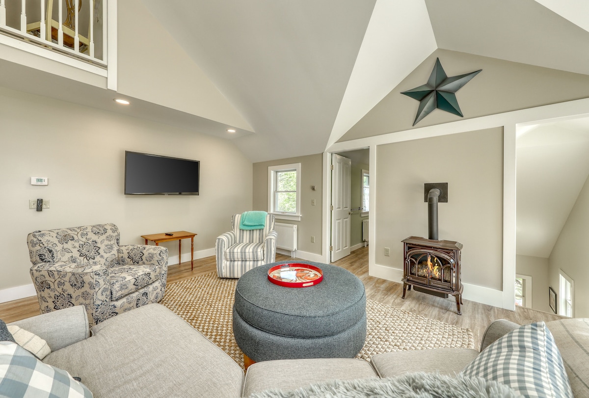 Modern farmhouse with deck, firepit, & balcony