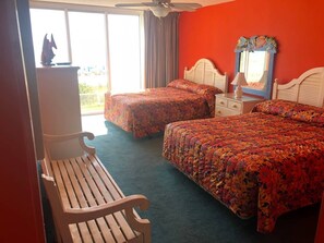 Guest bedroom 2 queen beds with view of beach front 