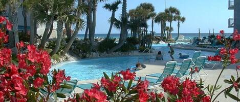 Lagoon Pool with water fall and hot tub