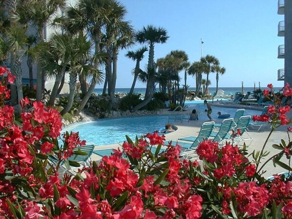 Lagoon Pool with water fall and hot tub