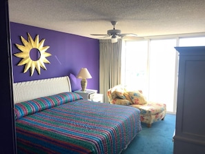  Master Bedroom with King bed and view of beach front 