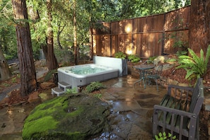 View of Hot Tub with Seating area