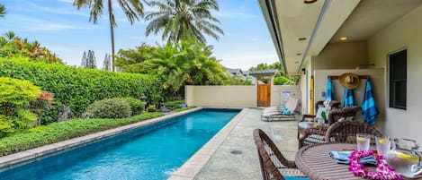 Open air, open concept theme.  Pool, Deck, Outdoor Shower.