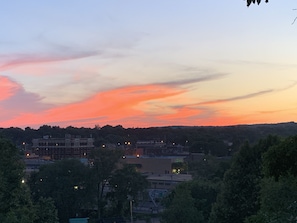 An evening view of downtown Chippewa Falls.