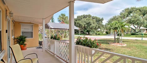 Sit out with a cup of coffee at this Vero Beach vacation rental.
