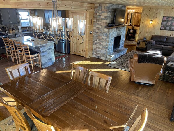 Main Level Open concept Kitchen, Living Room and Dining Area
