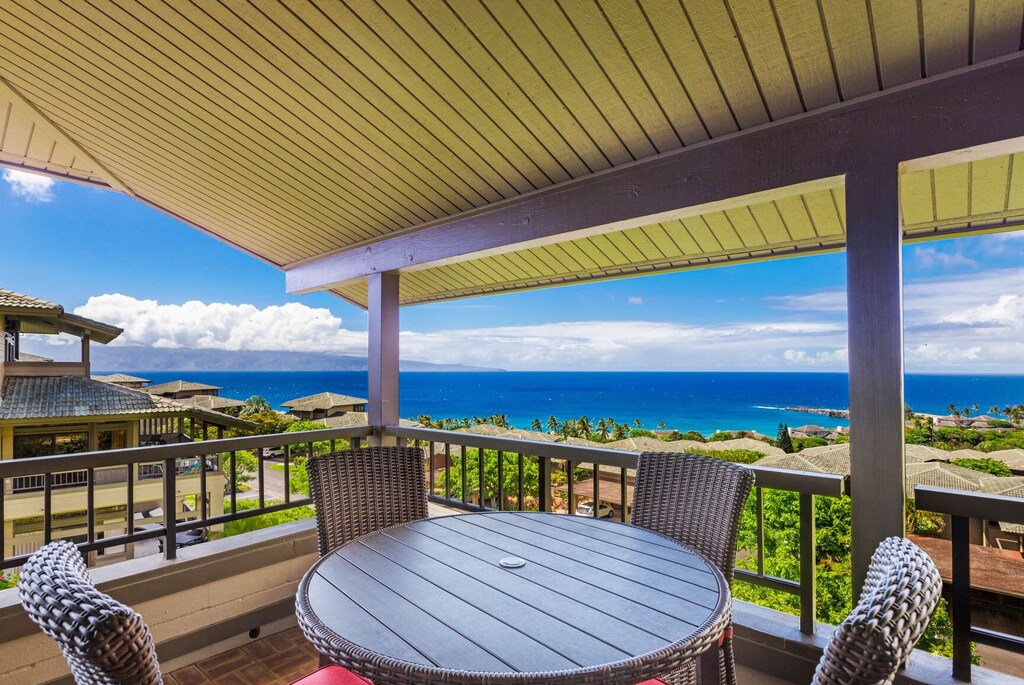 Terrace of a corner condo in West Maui
