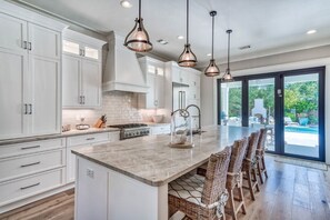 Kitchen with Pool View