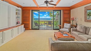 Poipu Kapili Resort #26 - Ocean View Living Room & Lanai - Parrish Kauai