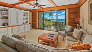 Poipu Kapili Resort #26 - Ocean View Living Room - Parrish Kauai