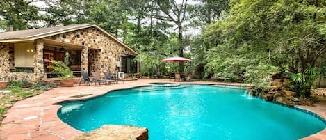 Large pool with waterfall