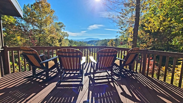 Enjoy the views of Mount LeConte from one of our 4 brand new poly rocking chairs