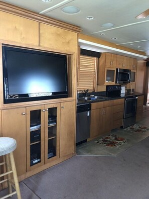 kitchen and tv area