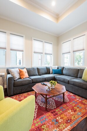 Plenty of cozy seating to relax on after a long day of sightseeing 