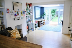 Living space, leading to garden