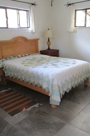 Master Queen bed.  with ensuite, toilet, shower, vanity (basin)