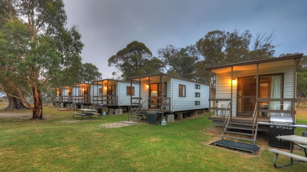 The 6 park cabins, for those on a budget, warm, comfortable and well maintained