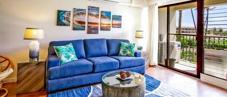 Rest and relax in our comfortable living room with dual A/C system.