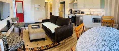 Large closet at front door, pantry, stove, dishwasher, fridge/freezer microwave