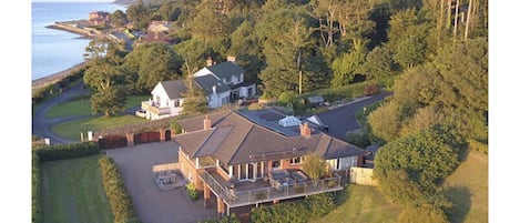 Overhead view of house, apartment is on the ground floor