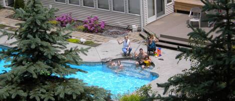 Pool view from tennis court.