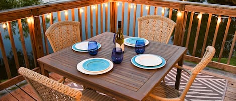 Enjoy all your meals on the back deck with great lake views!