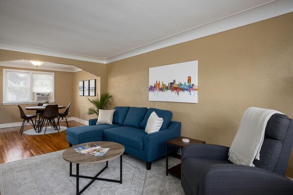 Open apartment  layout with plenty of natural light.
