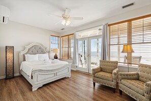 Upstairs bedroom with private balcony and ocean view