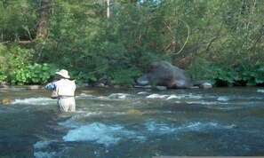 This could be you in the backyard of Carr's River Cabin