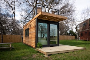 Entire outside clad in red cedar.