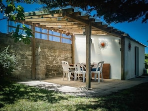 Covered garden seating area