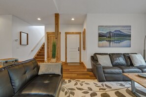 Living room easily seats eight