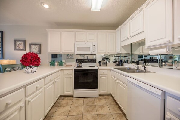 Large fully-equipped kitchen.