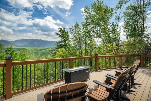 Deck with firepit and view