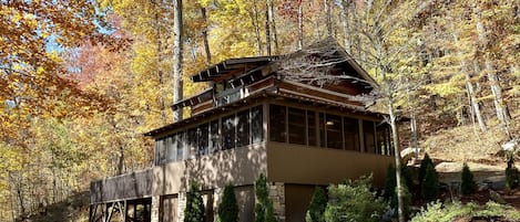 Antique log cabin built with hand-hewn timbers dating back to the 1800s.