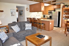 Living room into kitchen