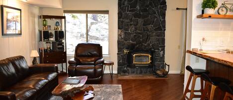Living room with pellet stove